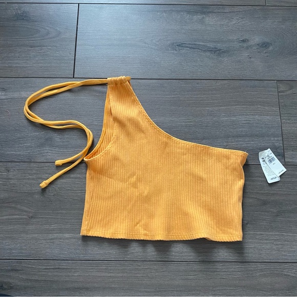 Aerie One shoulder Orange Crop Top - Picture 2 of 6